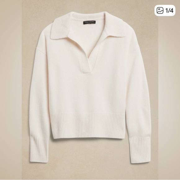 Banana Republic Cashmere ivory sweater medium - Picture 2 of 7